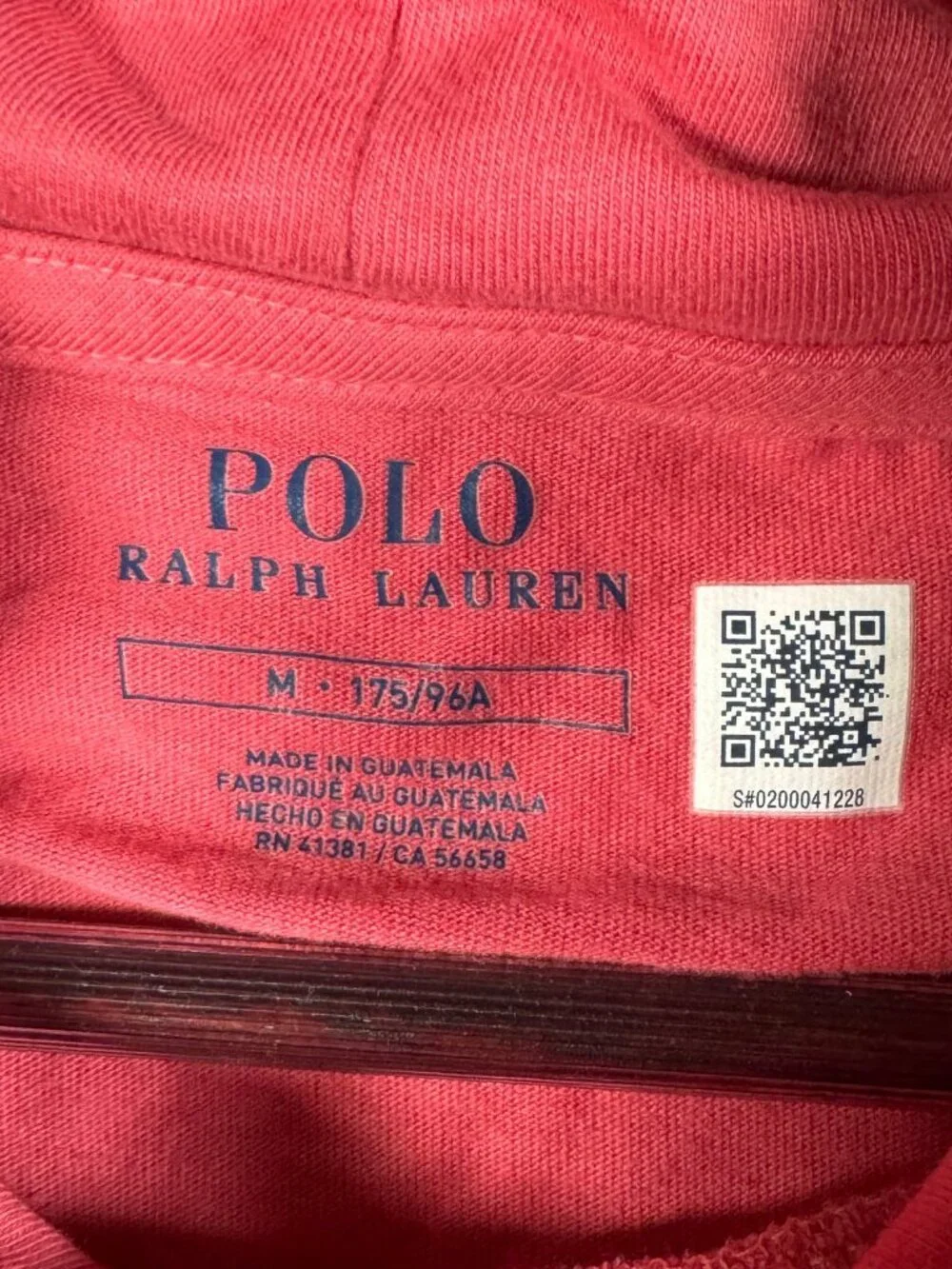Polo Ralph Lauren T Shirt Hoodie Mens M Pink Blue Pony Pullover *FLAW